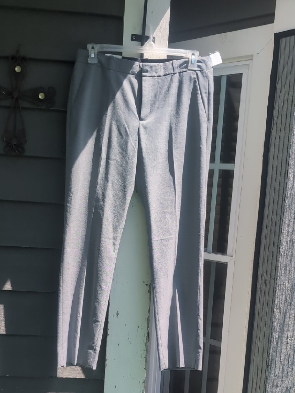 Banana Republic Straight Mid-Rise Pants in Gray with Black Waistband Size 12 New